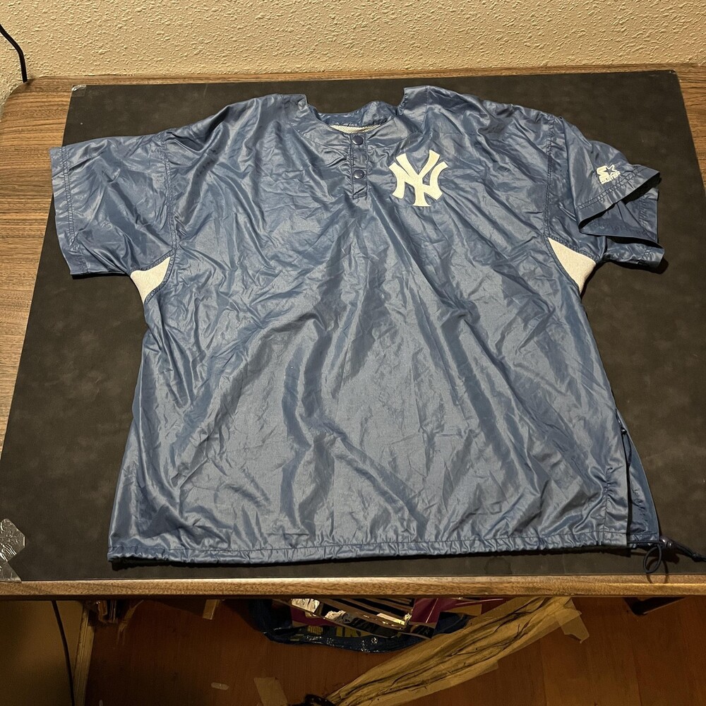 Vintage New York Yankees Batting Windbreaker Player XL Blue MLB Baseball Starter
